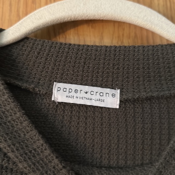 Olive green waffle knit crop top - Picture 3 of 3